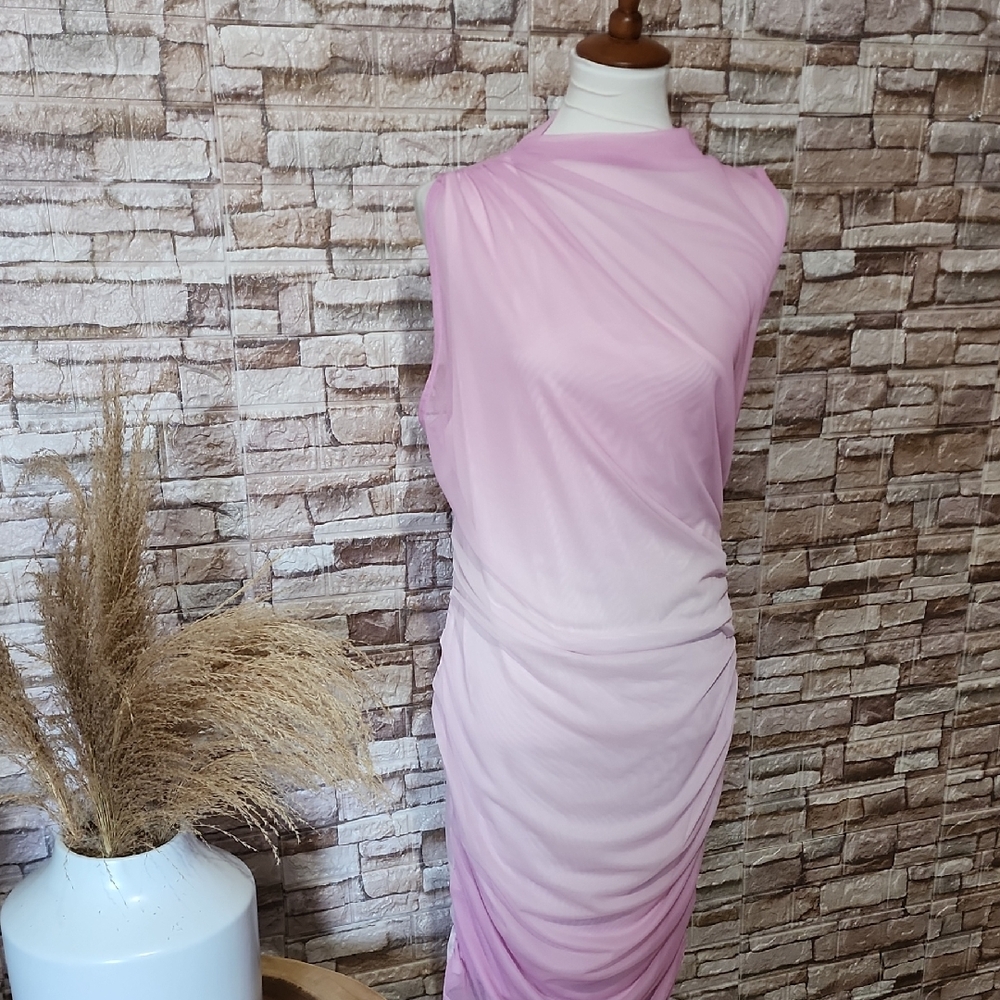 Zara Sleeveless Pink Draped Women’s Dress Sexy Shimmer